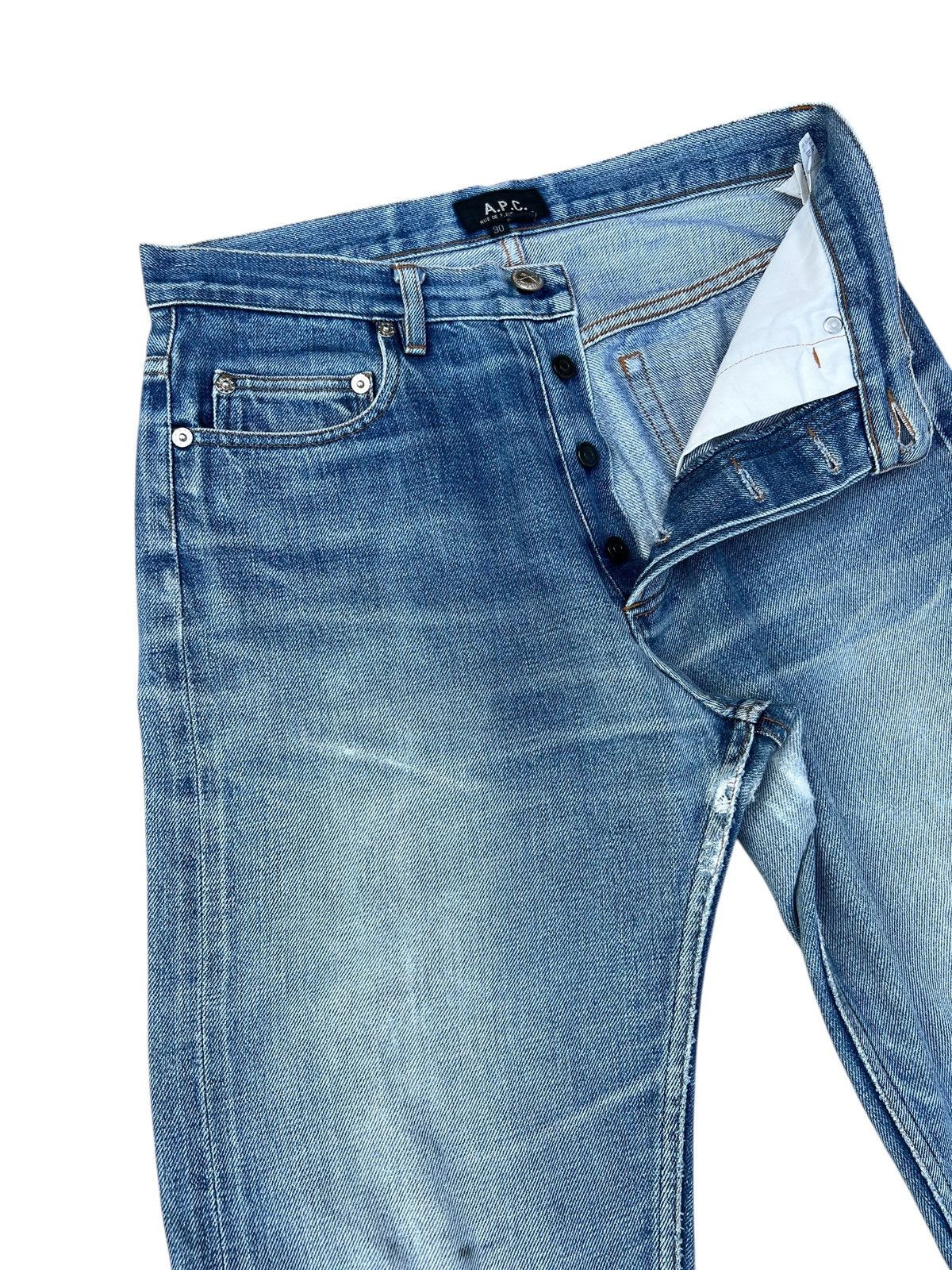 A.P.C. Vintage A.P.C. Distressed Rip Off Leg Denim Selvedge Jeans Size US 30 / EU 46 - 8 Thumbnail