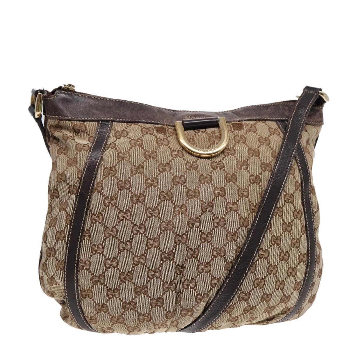 Gucci GG Canvas Abbey Shoulder Bag Brown Gold, Women's