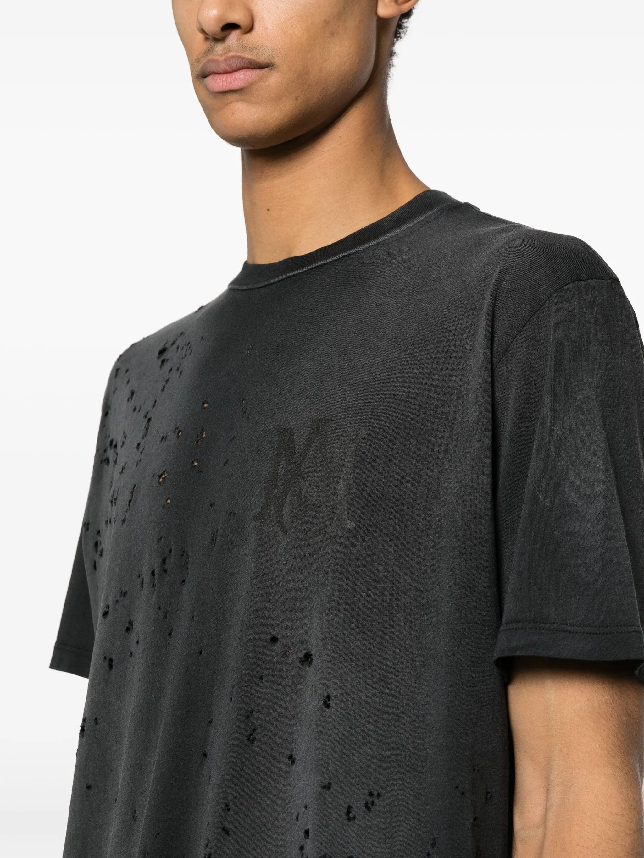 Amiri o1orln1025 MA Shotgun Distressed T-Shirt in Black Size US XL / EU 56 / 4 - 4 Thumbnail