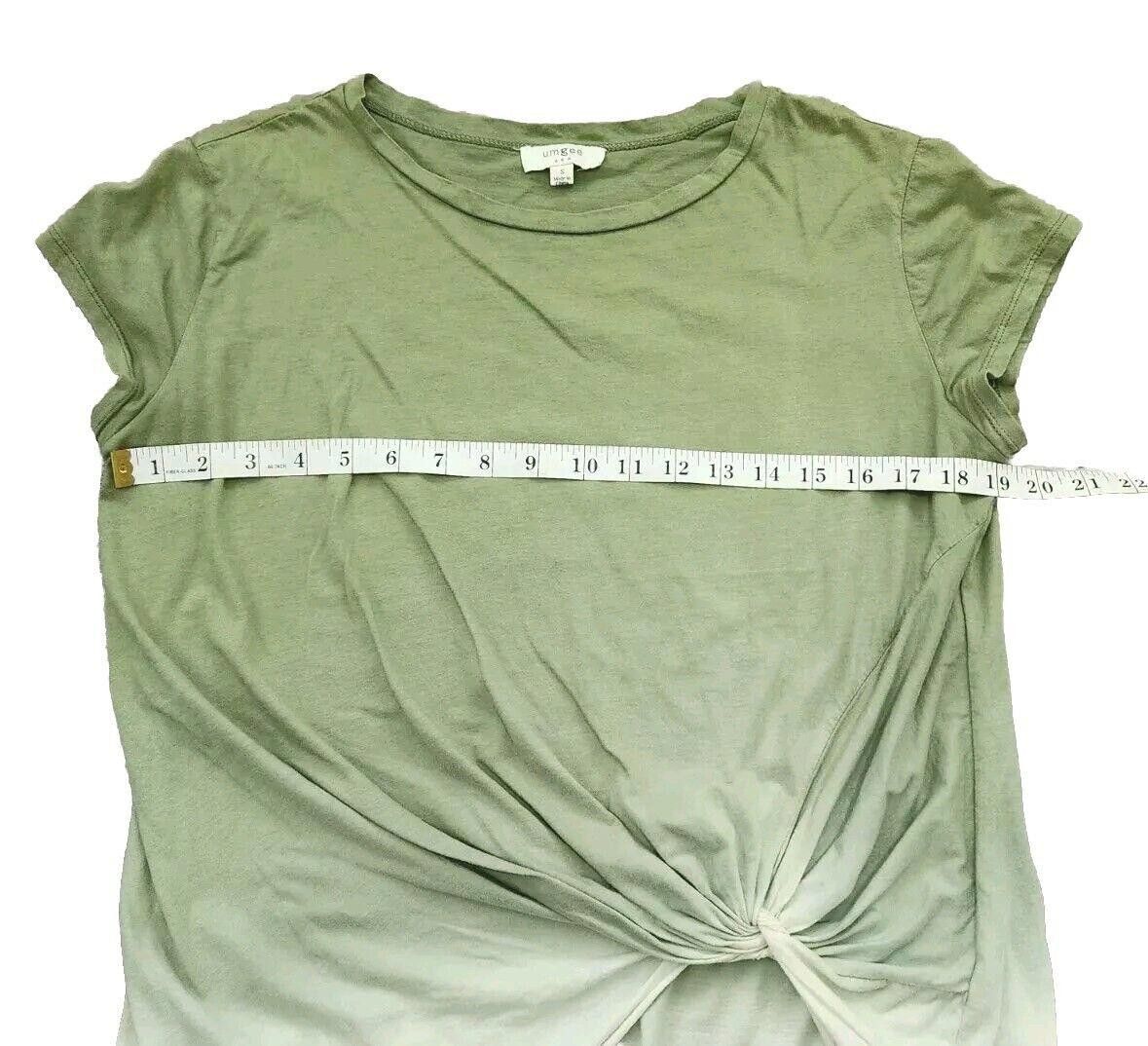 Designer Umgee Top Small Ombre Green White Short Sleeve Scrunched Size S / US 4 / IT 40 - 5 Thumbnail