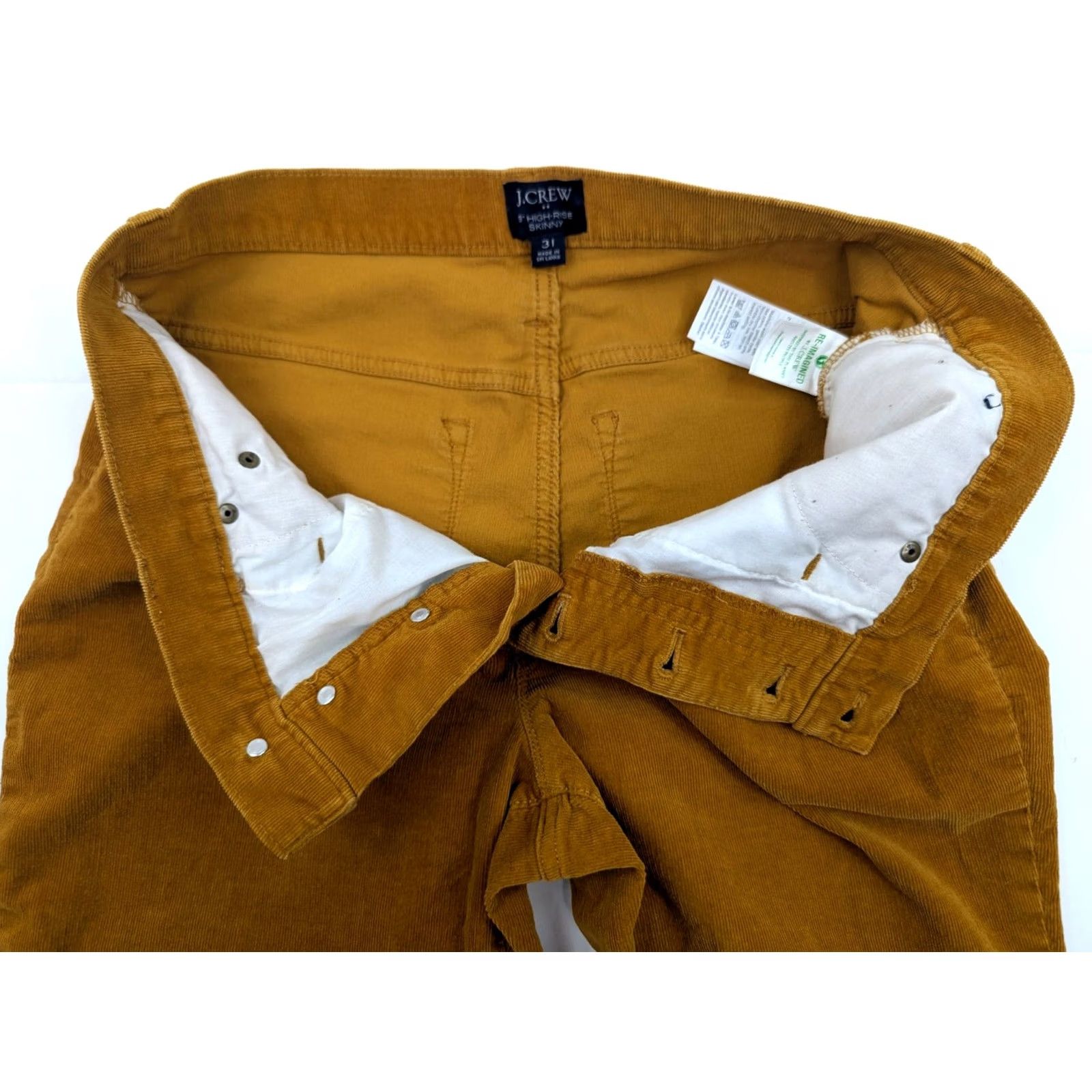 J.Crew J.CREW 9" High-Rise Skinny Pants Womens 33 Honey Mustard Corduroy Button Front Closure Shoes? Size 24" / US 00 / IT 34 - 7 Thumbnail