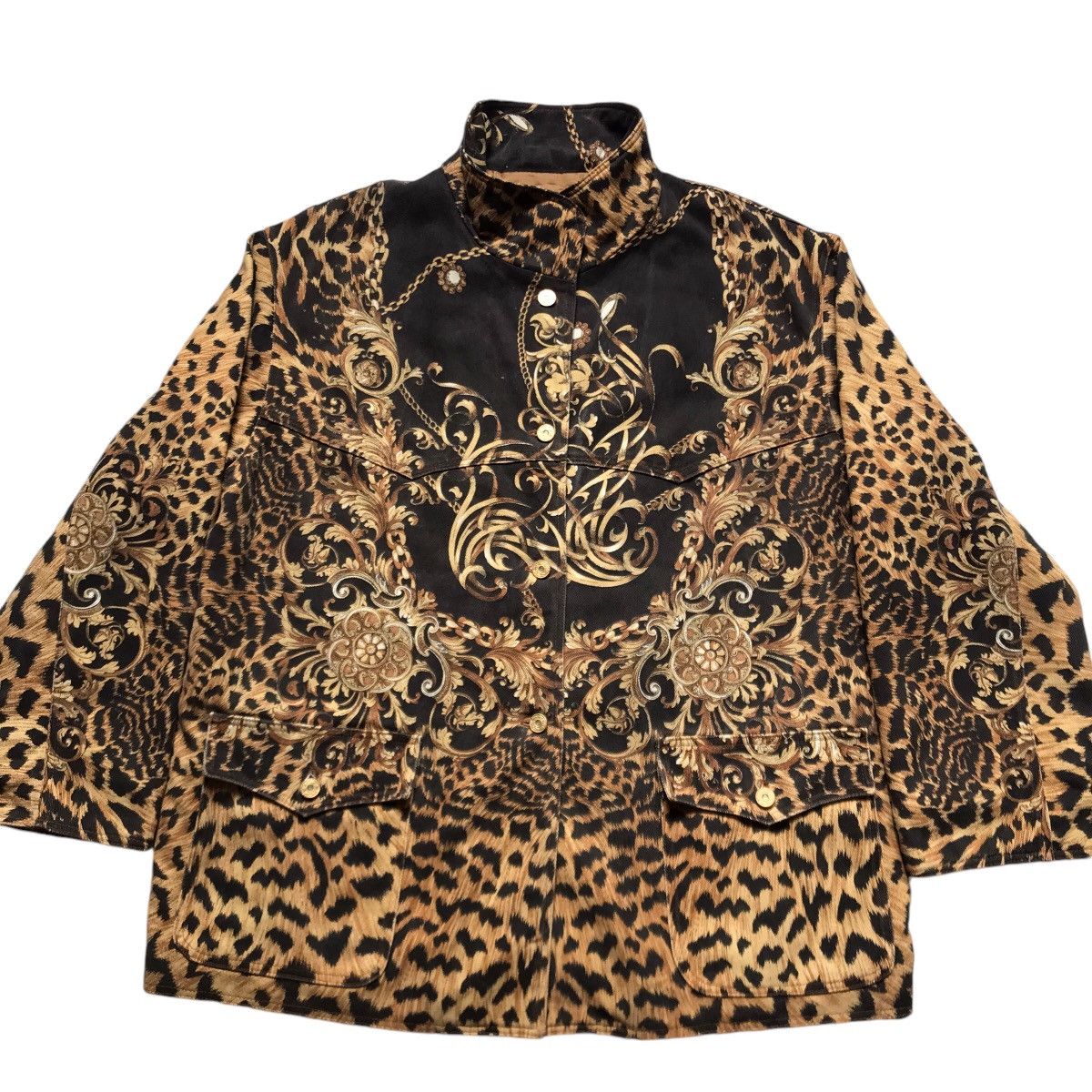 Infinite Archives RARE VINTAGE ROBERTO CAVALLI SILK GOLD OVERPRINT JACKET Size US L / EU 52-54 / 3 - 6 Thumbnail