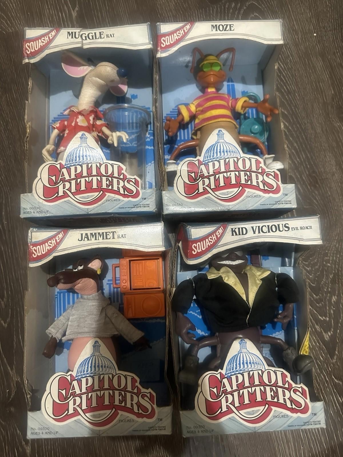 Kenneth Cole Lot Of 4 1992 Kenner CAPITOL CRITTERS Figures – SQUASH ‘EM Size ONE SIZE - 1 Thumbnail