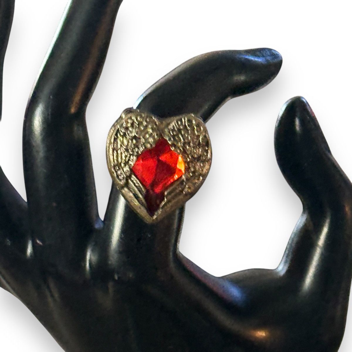 Other Bronze tone angel wing red heart ring Size ONE SIZE - 2 Thumbnail