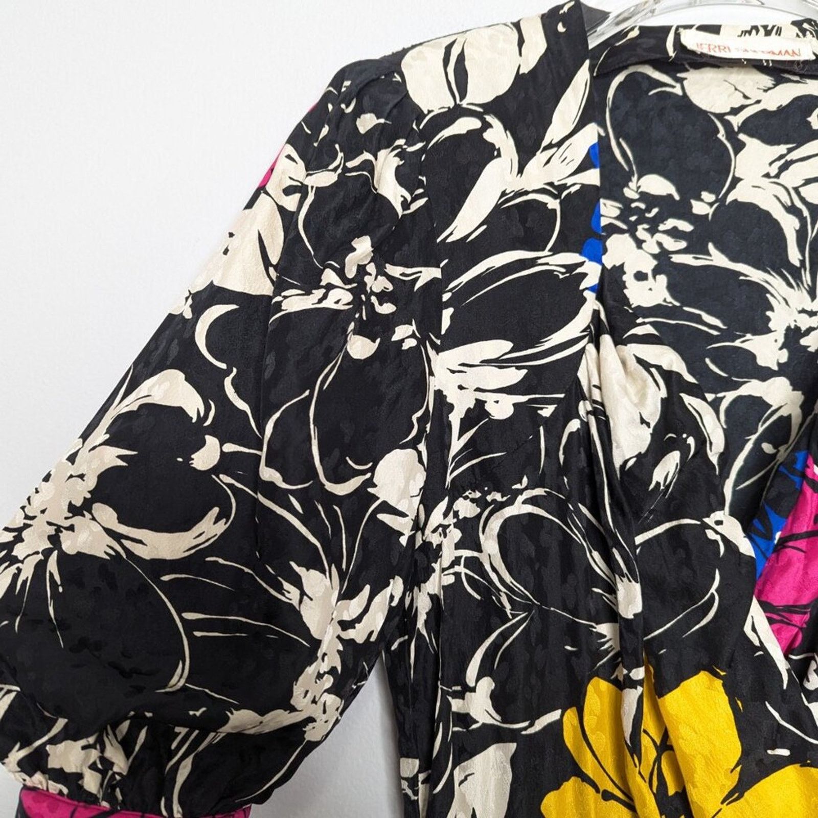 Vintage Vintage Jerri Sherman Bold Graphic Floral Print Silk Dress Size XS / US 0-2 / IT 36-38 - 5 Thumbnail