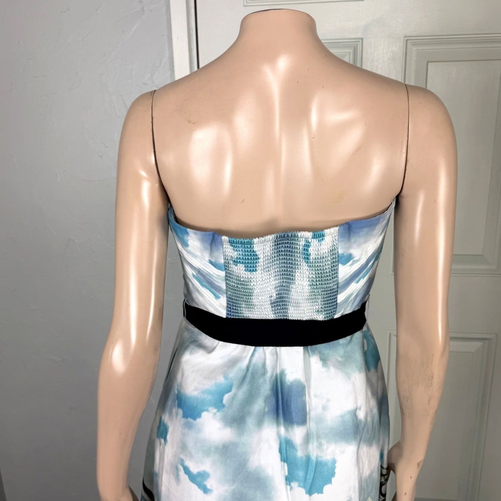 Anthropologie Anthropologie Womens Dress Skyward Scenic Strapless Cotton Knee Length Sleeveless Geometric Bohemian Casual Zip Blue 6 Size M / US 6-8 / IT 42-44 - 5 Thumbnail