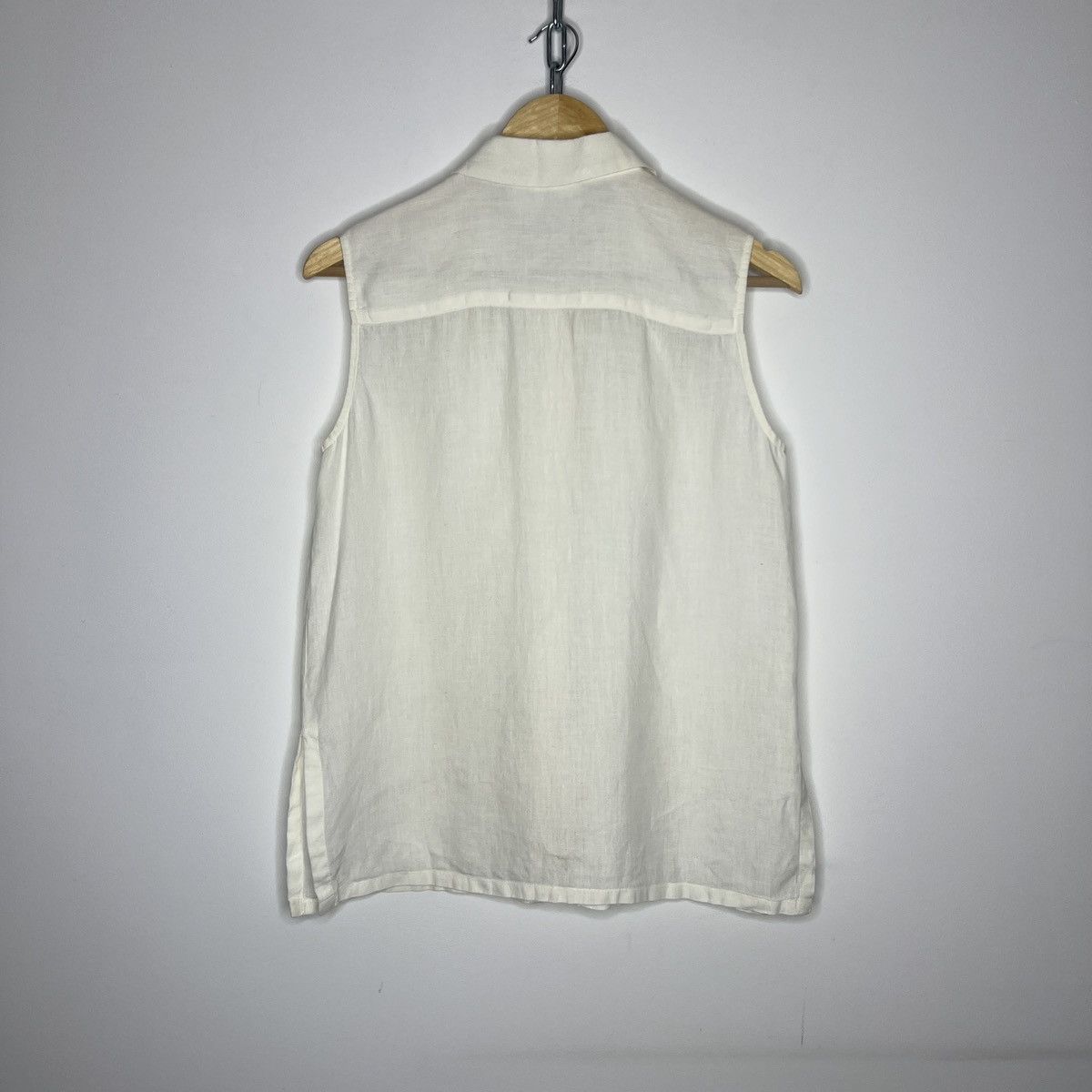 Designer × Max Mara MaxMara Linen Button Up Shirt White Top Blouse Size M / US 6-8 / IT 42-44 - 6 Thumbnail
