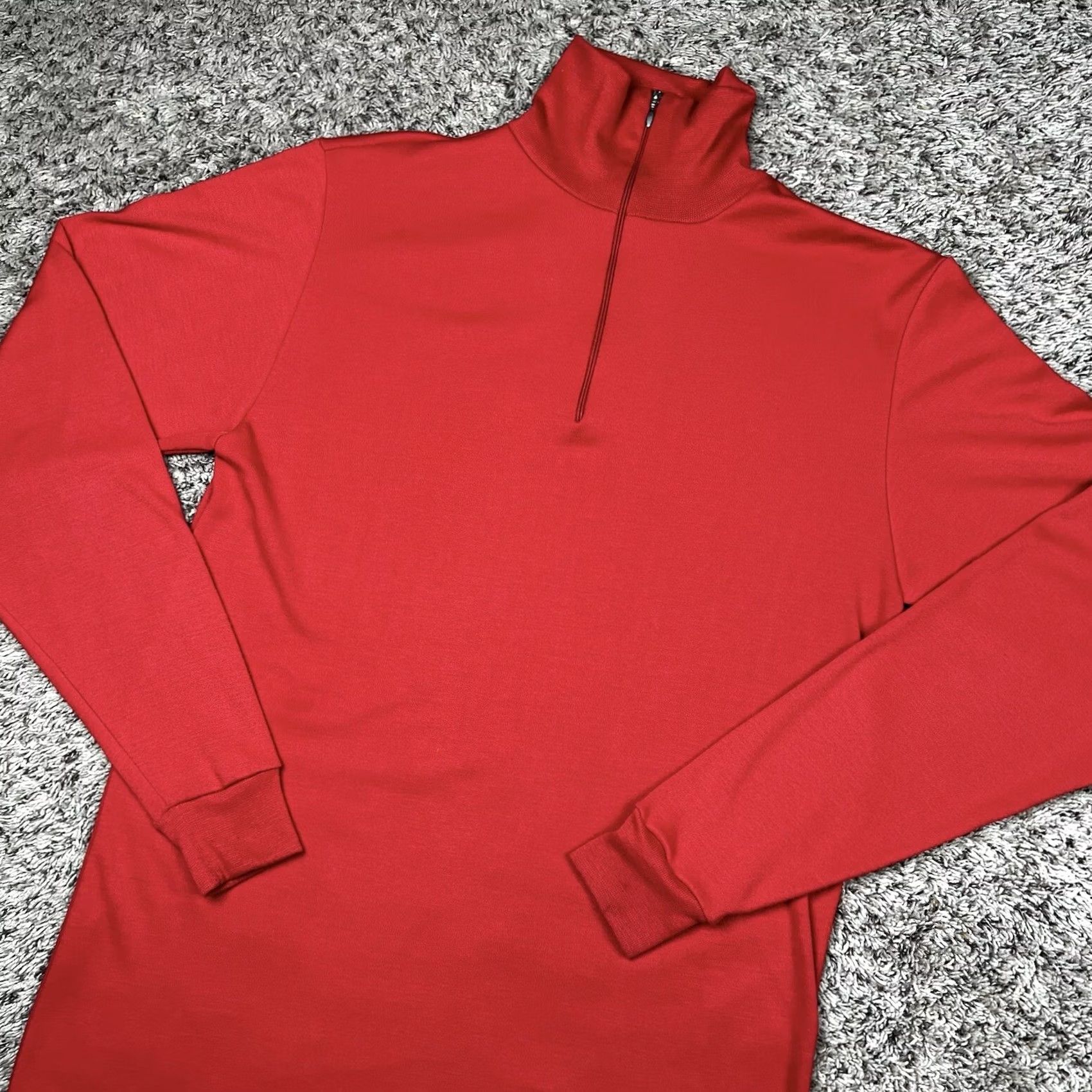 Vintage VINTAGE L.L. Bean Quarter Zip Men Medium Red Pullover Stretch Fit Athletic Wear Made USA Shirt Mens Red, Solid, Long Sleeve, Polyester, Logo Size US M / EU 48-50 / 2 - 5 Thumbnail