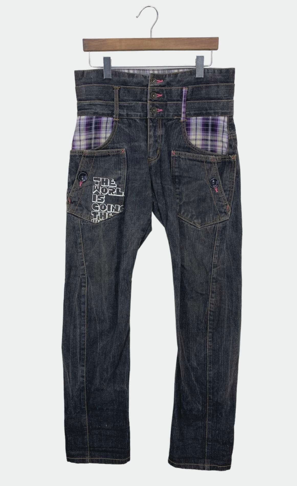 Japanese Brand RMT Double Waist Denim Jeans Japanese Punk Size US 33 - 2 Thumbnail