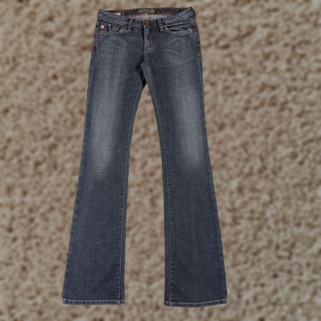 Vintage BIG STAR Jeans Women 26 Gray Denim Bootcut Low US Made Cotton 26x33 Distressed Embroidered Zipper 5-Pocket Regular Size 26" / US 2 / IT 38 - 1 Thumbnail