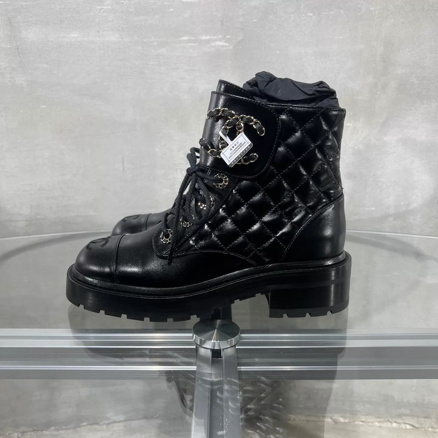 Chanel Chanel women's black CC quilted short boots Size US 5.5 / IT 35.5 - 3 Thumbnail