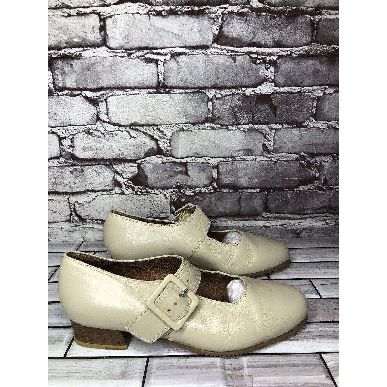 Beautiful Ful BeautiFeel Ivory Cream Leather Mary Jane Strap Pumps Shoes W Size US 9 / IT 39 - 1 Thumbnail