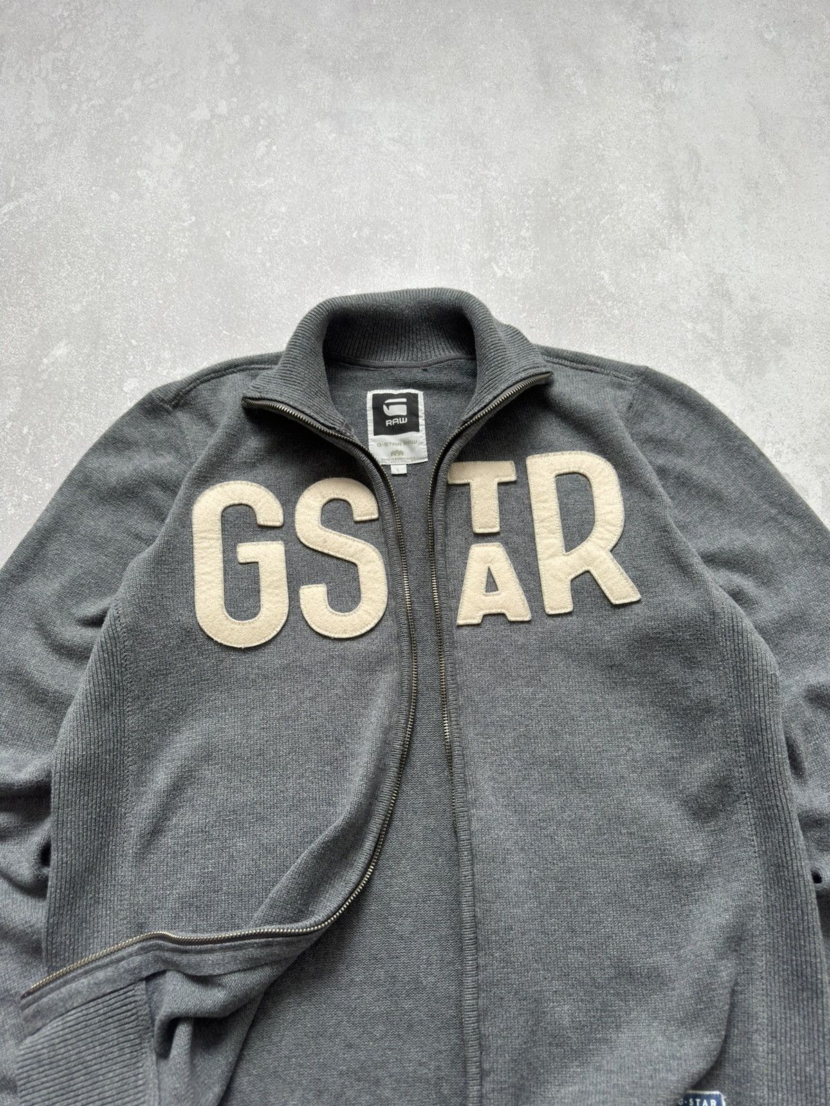 G-Star Vintage G-Star RAW Cotton Zip Up Sweater Gray Big Logo Y2K Size US L / EU 52-54 / 3 - 6 Thumbnail