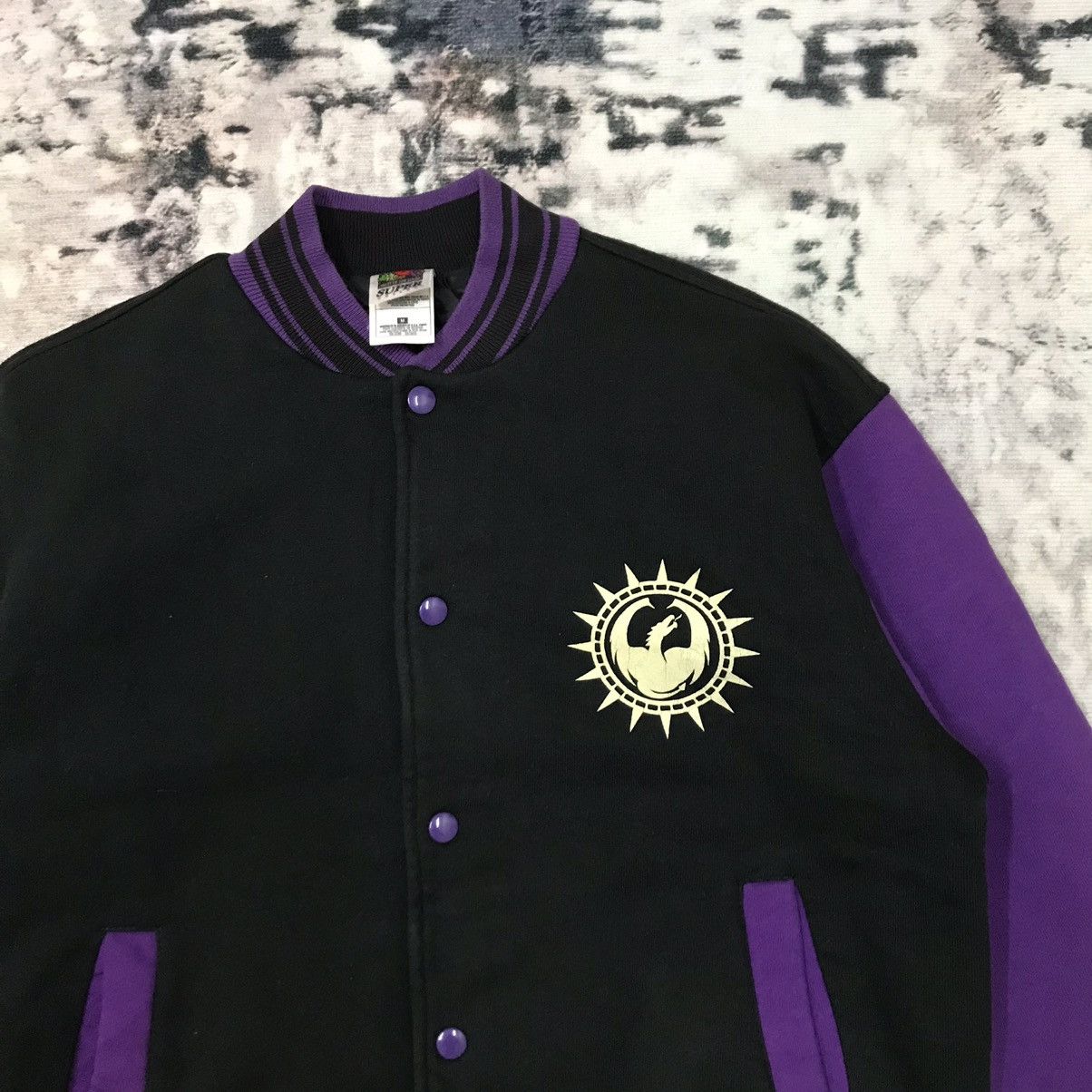 Fruit Of The Loom Vintage 90s Dragon Skateboarding Backhit Varsity Jacket Size US S / EU 44-46 / 1 - 5 Thumbnail