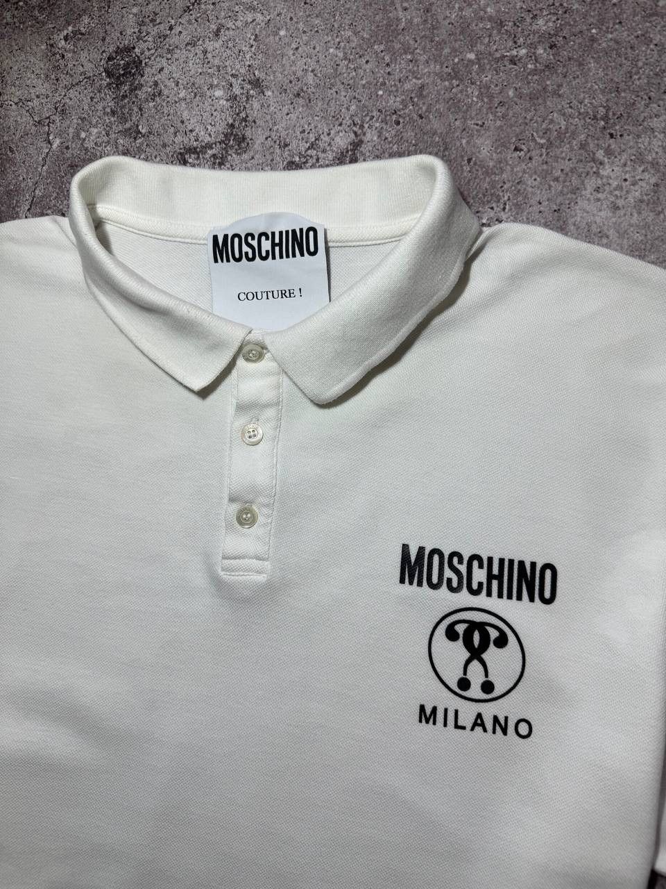 Moschino Moschino Couture Milano White Cotton Polo T-Shirt Luxury Size US L / EU 52-54 / 3 - 3 Thumbnail