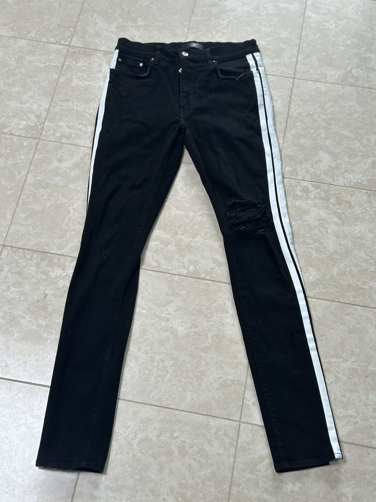 Amiri White Stripe Track Jeans