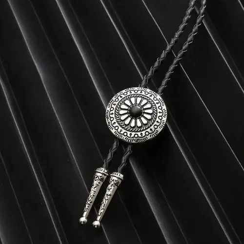 VIBE Vintage Metal Flower Leather Rope Bolo Tie Size ONE SIZE - 4 Thumbnail