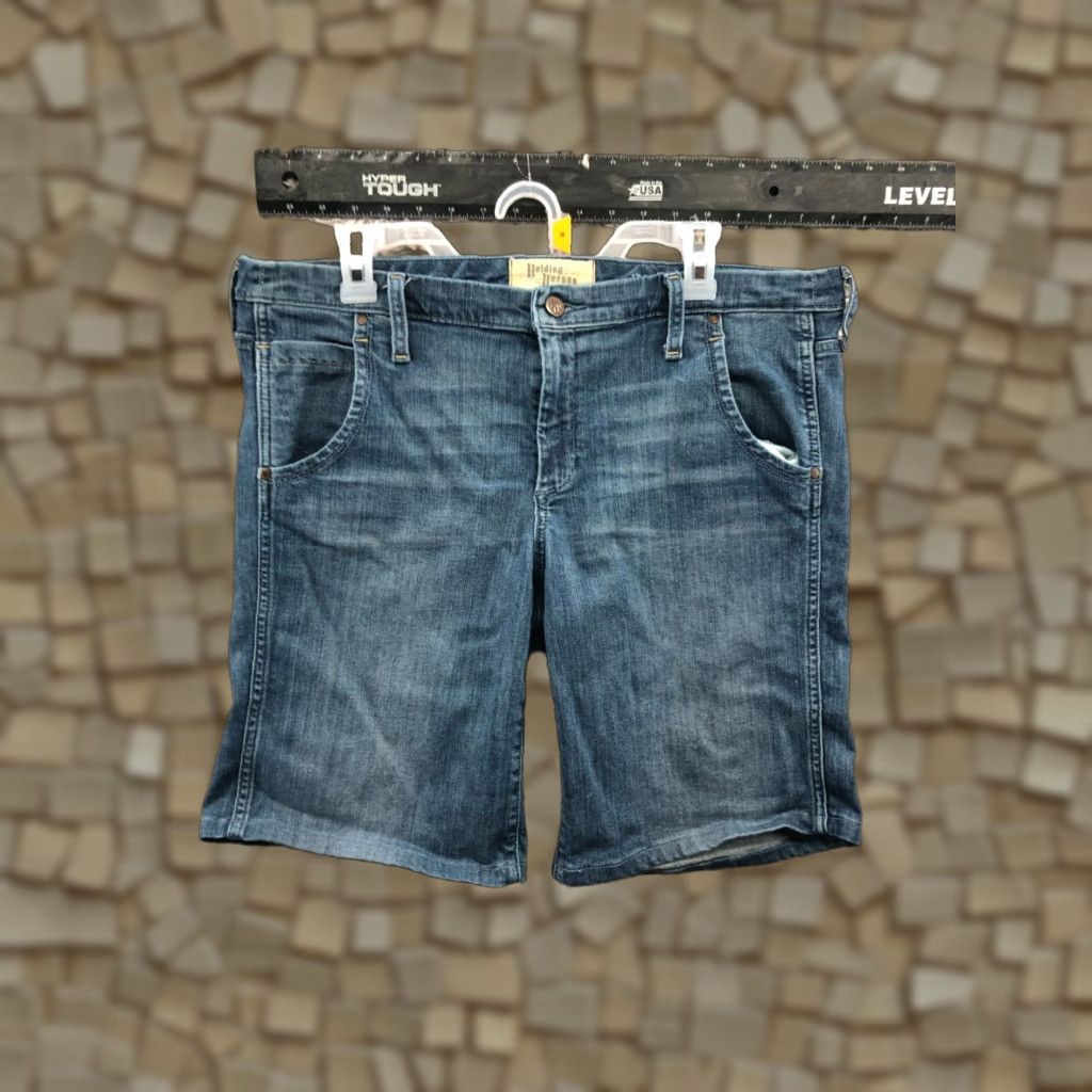 Denime Holding Horses Womens Bermuda Shorts Boy Pattern 5-Pocket Denim Dark Wash Mid Rise Blue Size 32 Jeans Size 24" / US 00 / IT 34 - 1 Thumbnail