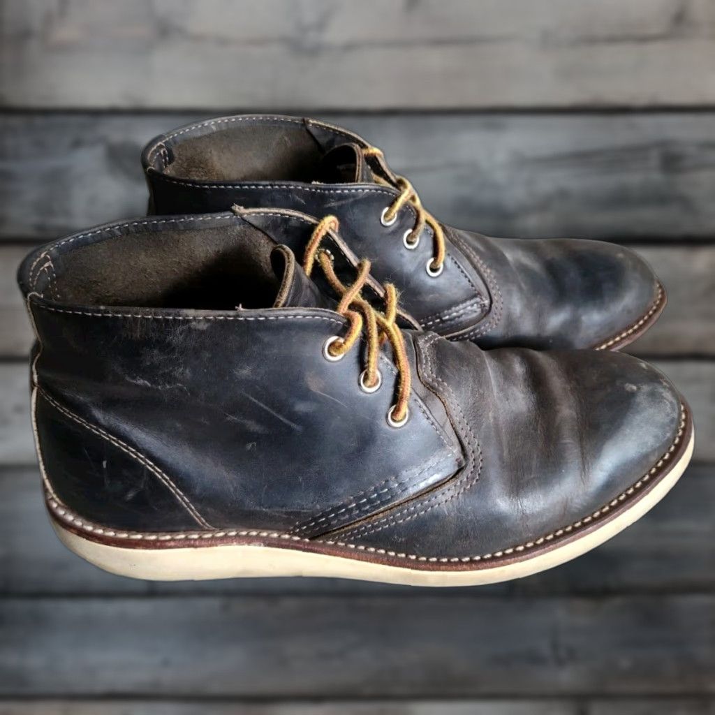 Vintage Red Wing Shoes 3150 Chukka Boots Dark Brown Leather Mens Size 9.5 D Round Toe Lightweight Limited Edition in Black