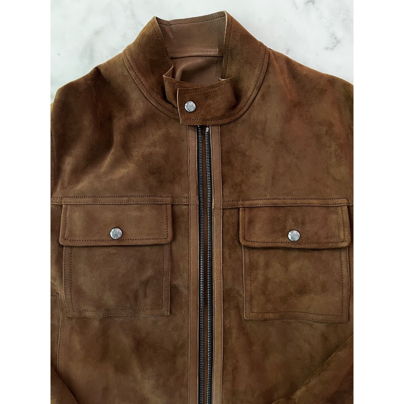 Moncler $3660 Moncler Courry Suede Biker Jacket Brown Men Size 2 NEW Size US M / EU 48-50 / 2 - 3 Thumbnail