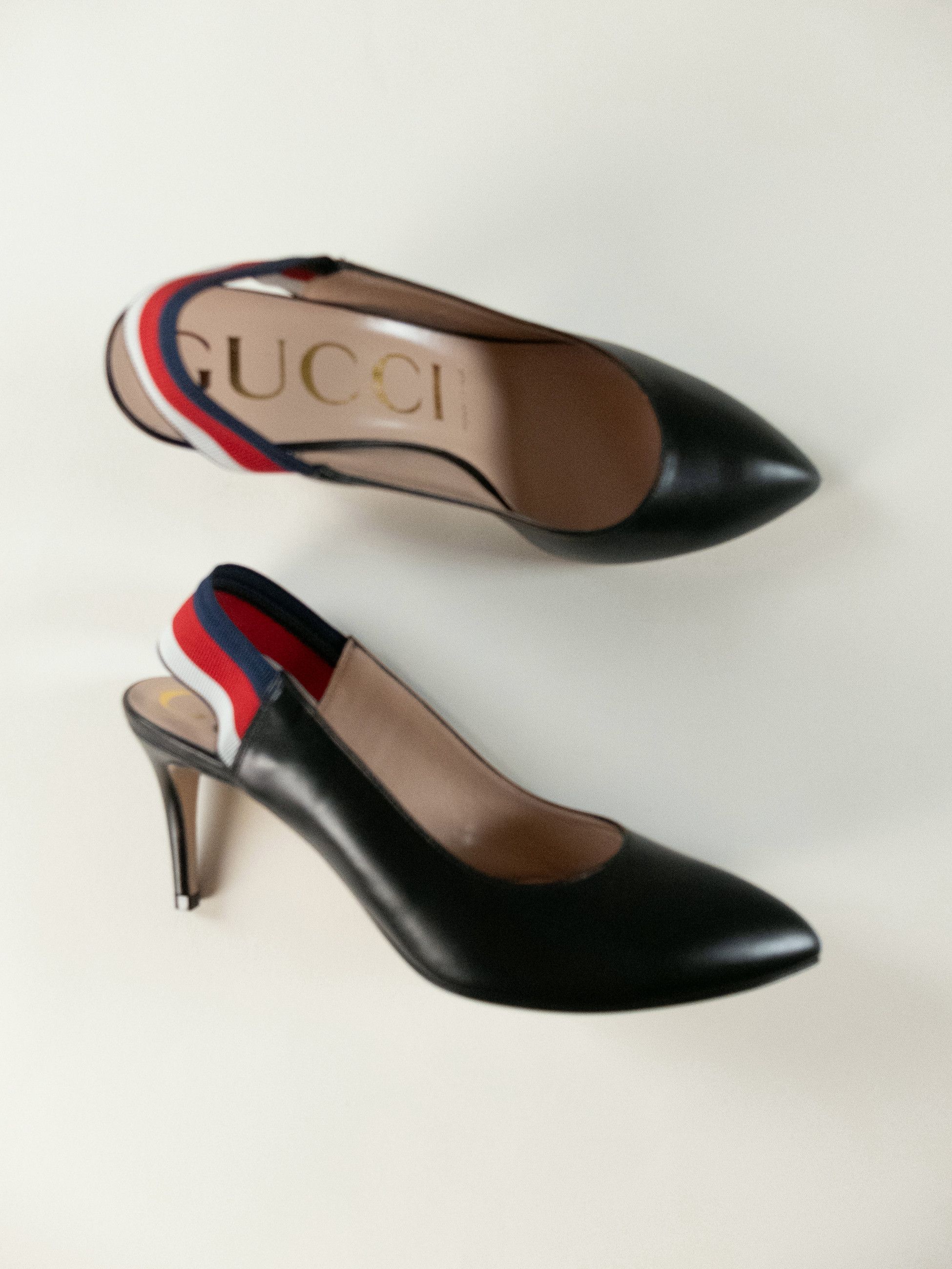 Gucci GUCCI Sylvie black leather slingback pumps sandals 7 37 Size US 7 / IT 37 - 3 Thumbnail