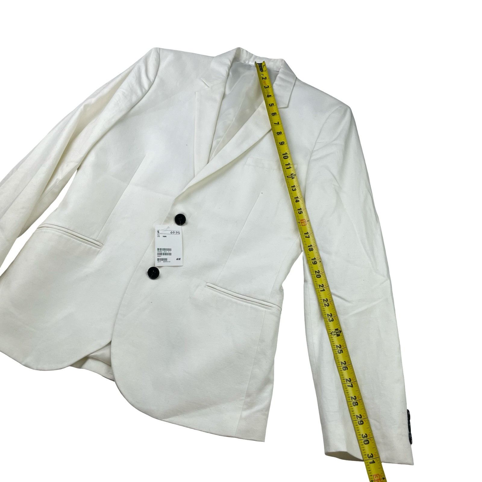 H&M NEW H&M Men's Cotton/Linen 2-Button Blazer White • 38R US Size 38R - 10 Thumbnail