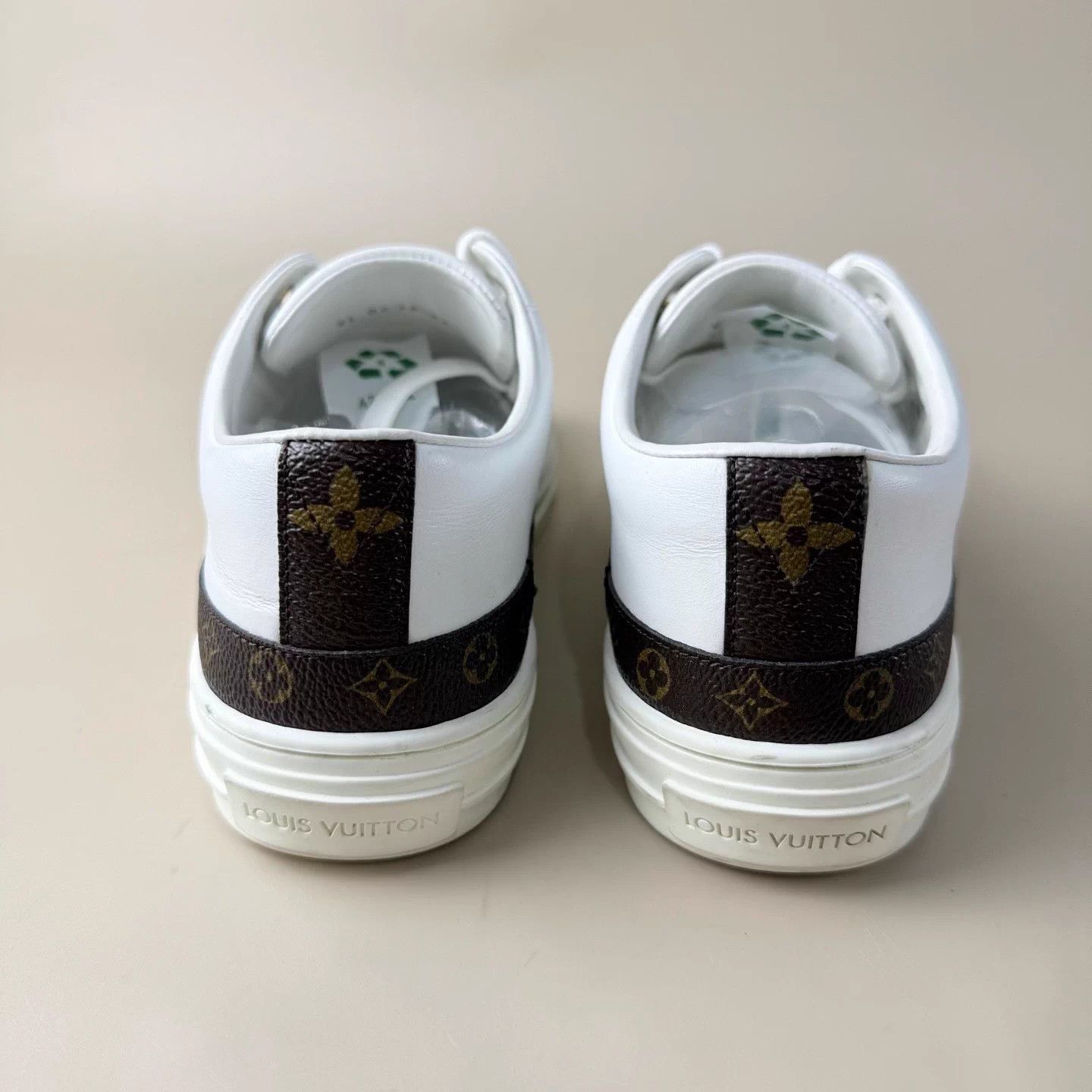 Louis Vuitton LV Monogram white/brown lace-up sneakers 36 99 new Size US 5 / IT 35 - 3 Thumbnail