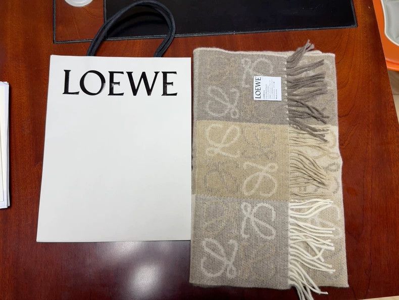 Loewe LOEWE Wool and velvet blended scarf Size ONE SIZE - 2 Thumbnail