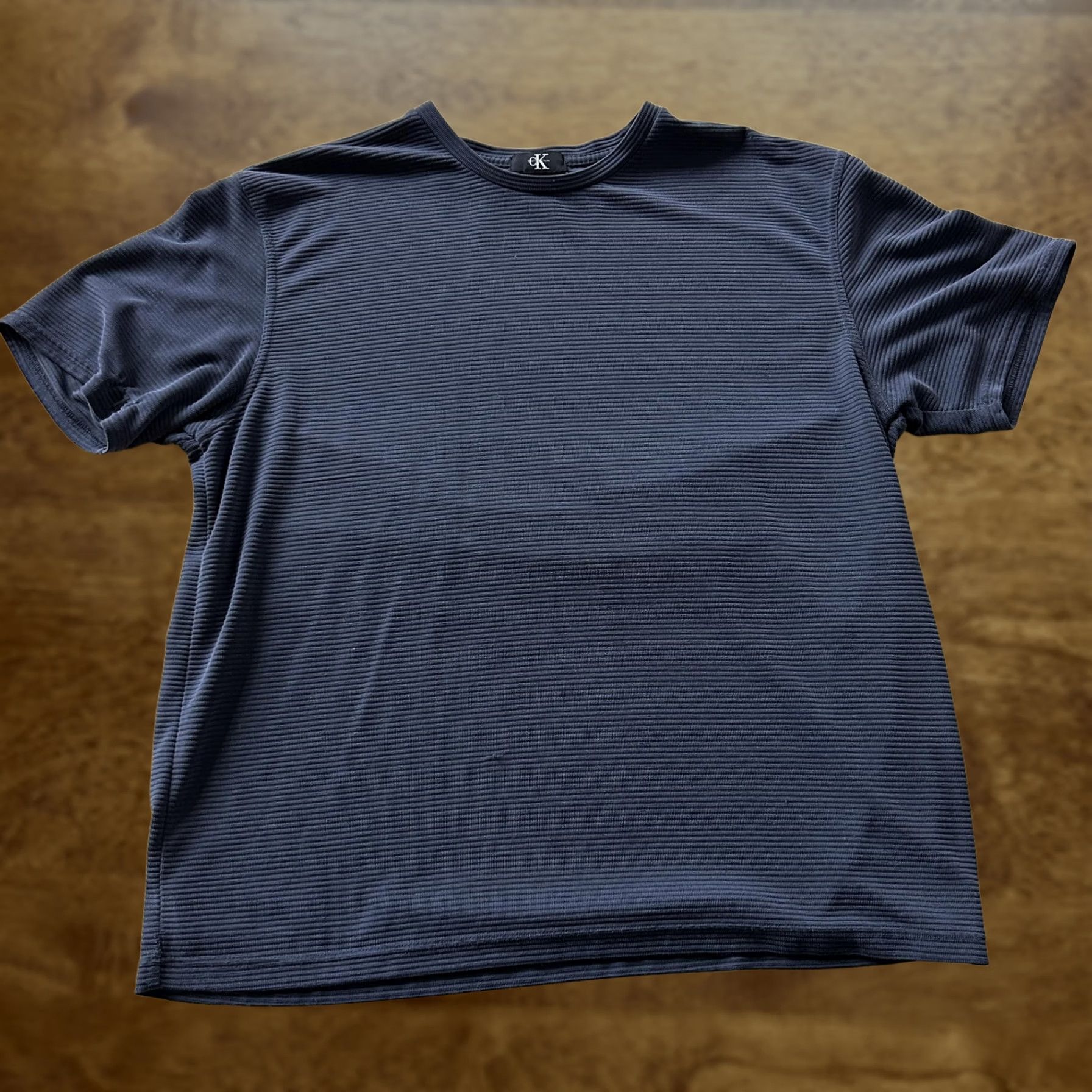 Calvin Klein Calvin Klein Shirt Mens XL Blue Textured Striped Modal Blend Casual Tee T-Shirt Size US XL / EU 56 / 4 - 1 Thumbnail