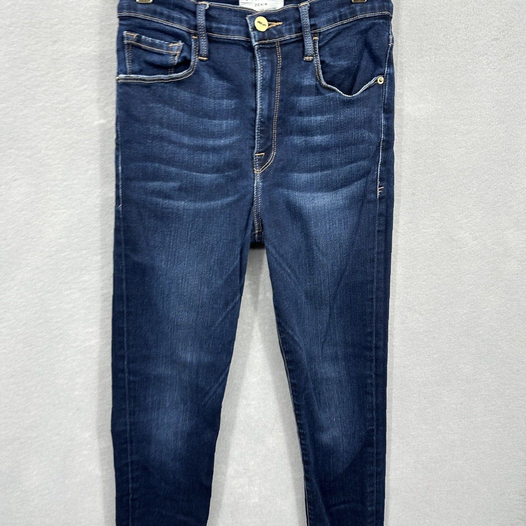 Frame FRAME Jeans Womens 25 High Rise Skinny Dark Wash Boho Cigarette Denim Pants Womens 25 FRAME Jeans Skinny Dark Wash Bohemian Rise High Size 42" / US 20 - 4 Thumbnail