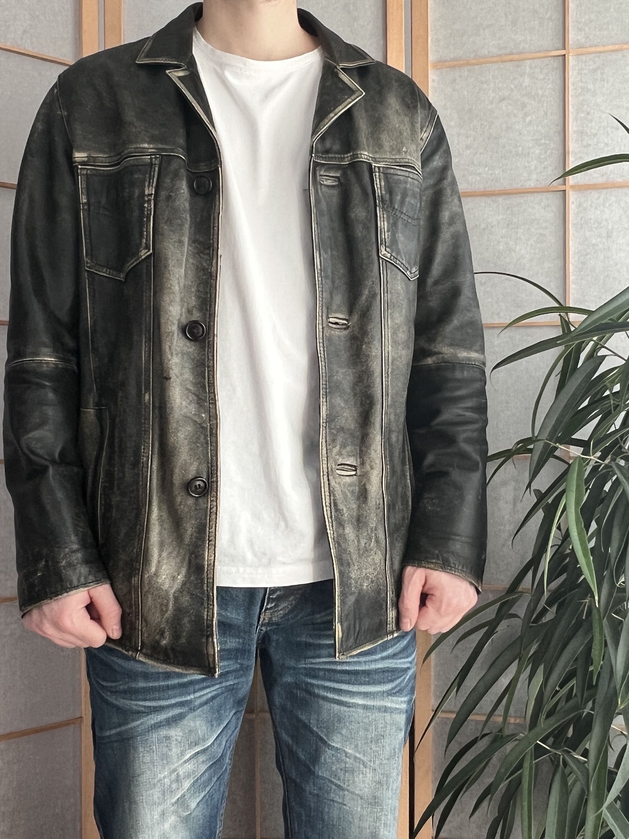 If Six Was Nine Diesel style true faded leather Jacket washed Vintage opium Size US M / EU 48-50 / 2 - 16 Thumbnail