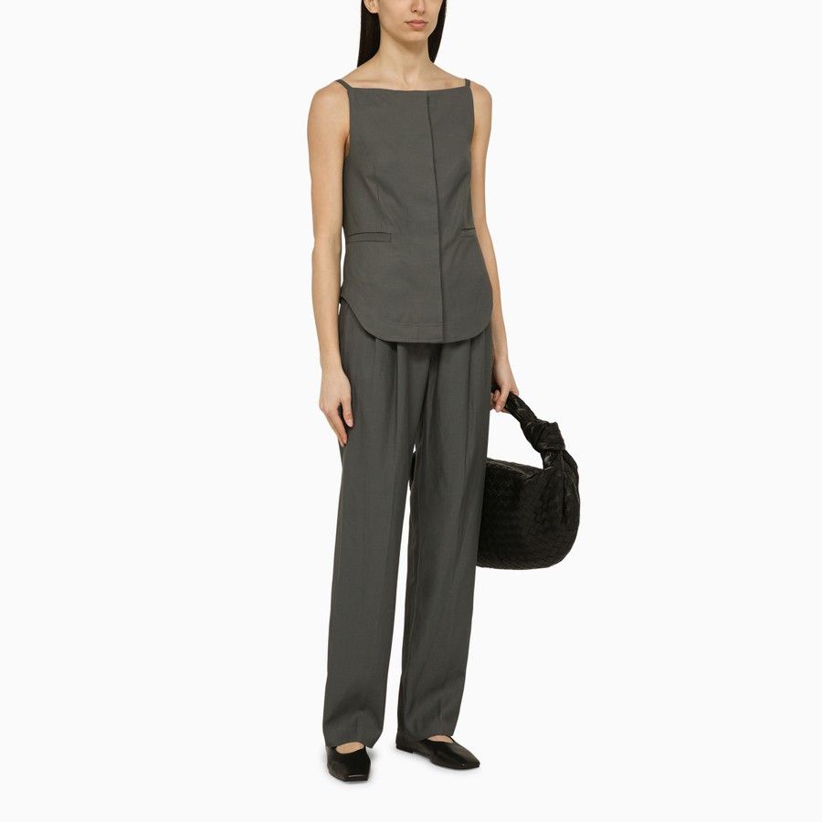Loulou de Saison o1d2blof0824 Linen-Blend Tank Top in Grey Size S / US 4 / IT 40 - 2 Thumbnail
