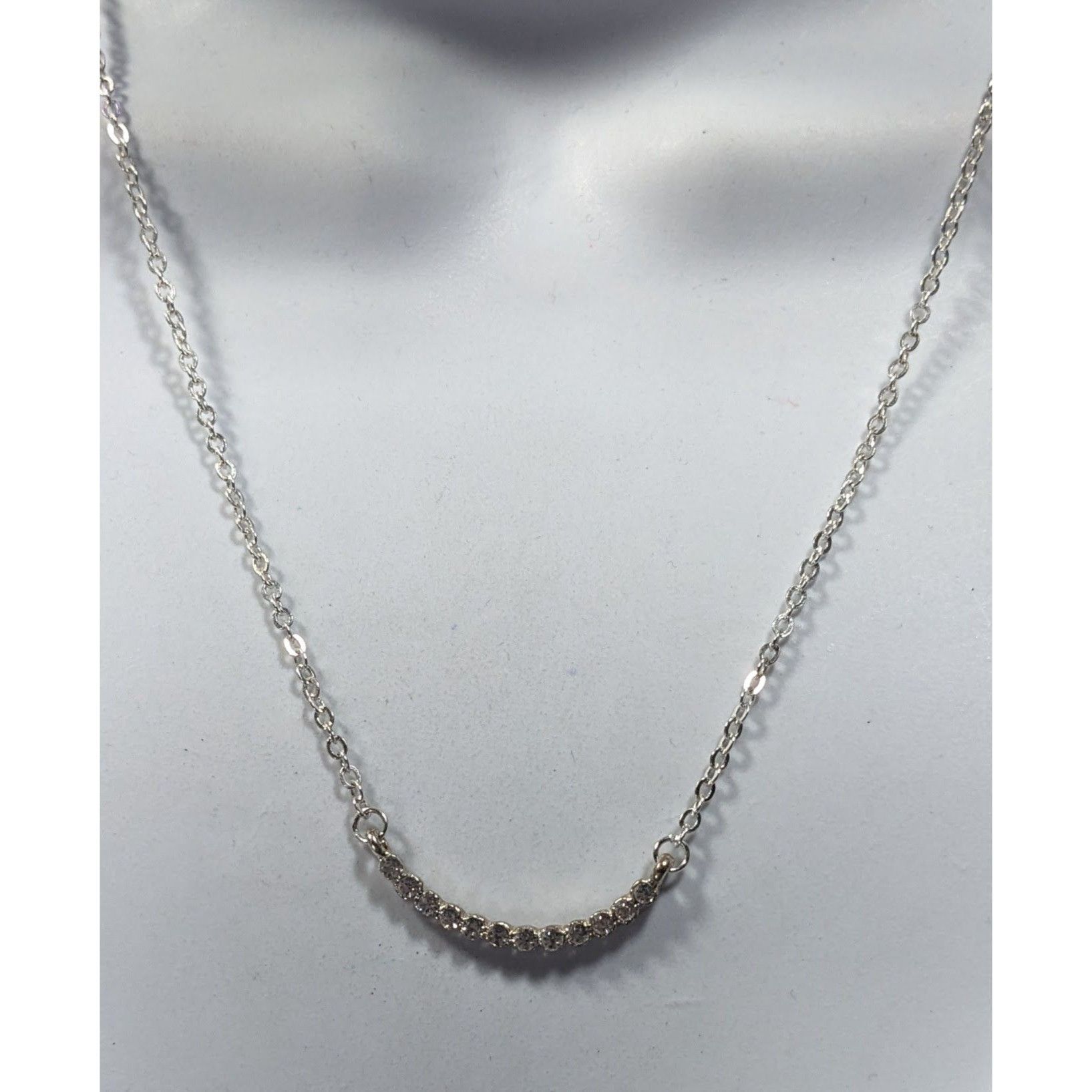 Other Minimalist Glam Curved Rhinestone Bar Silver Tone Necklace Size ONE SIZE - 4 Thumbnail