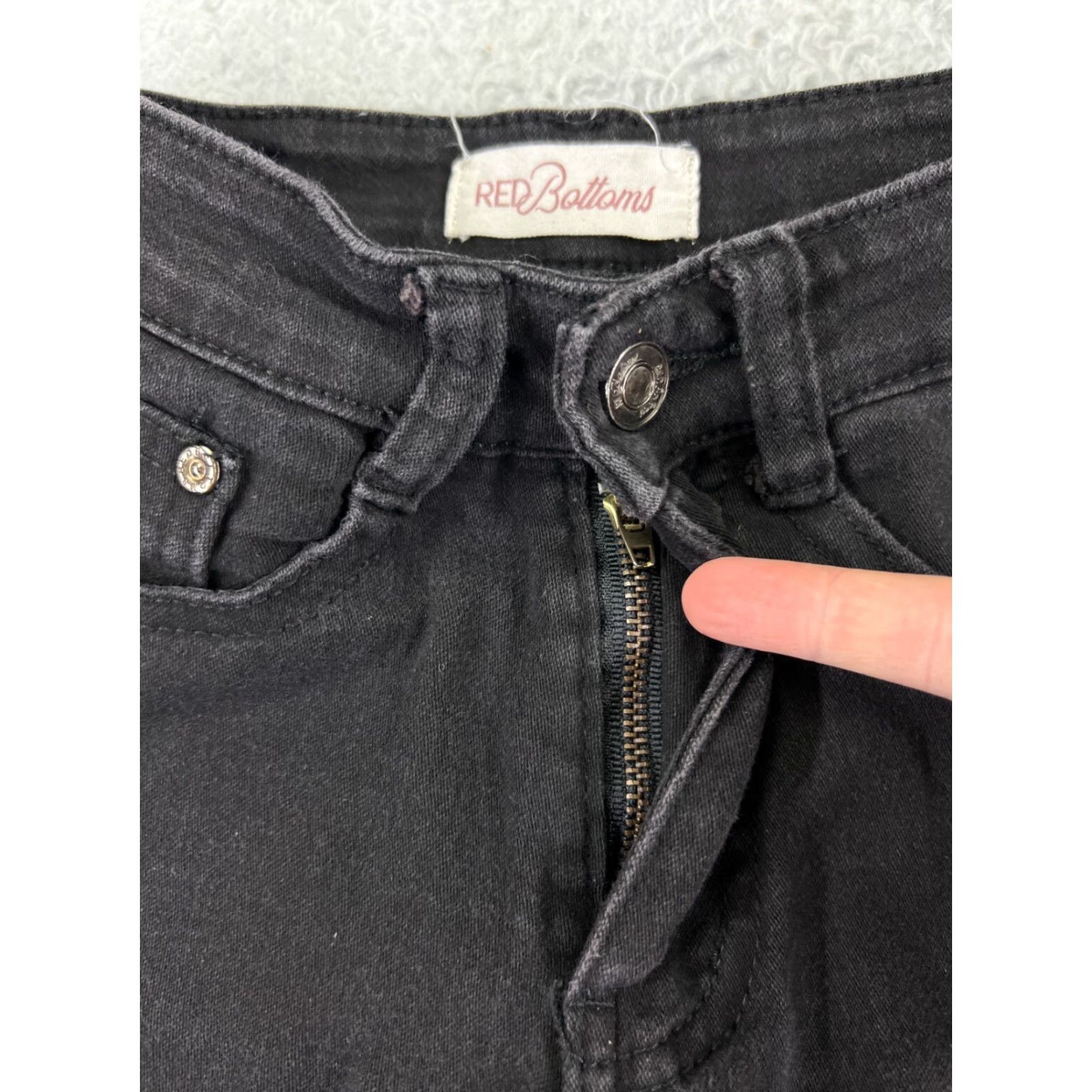Vintage Red Bottoms Womens Flared Jeans Pants Low Rise Black Cotton Blend 28in Inseam 00 Size 24" / US 00 / IT 34 - 5 Thumbnail