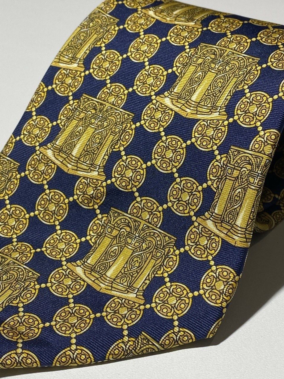Balmain Pierre Balmain Vintage Tie Silk Baroque Gold Blue Size ONE SIZE - 11 Thumbnail