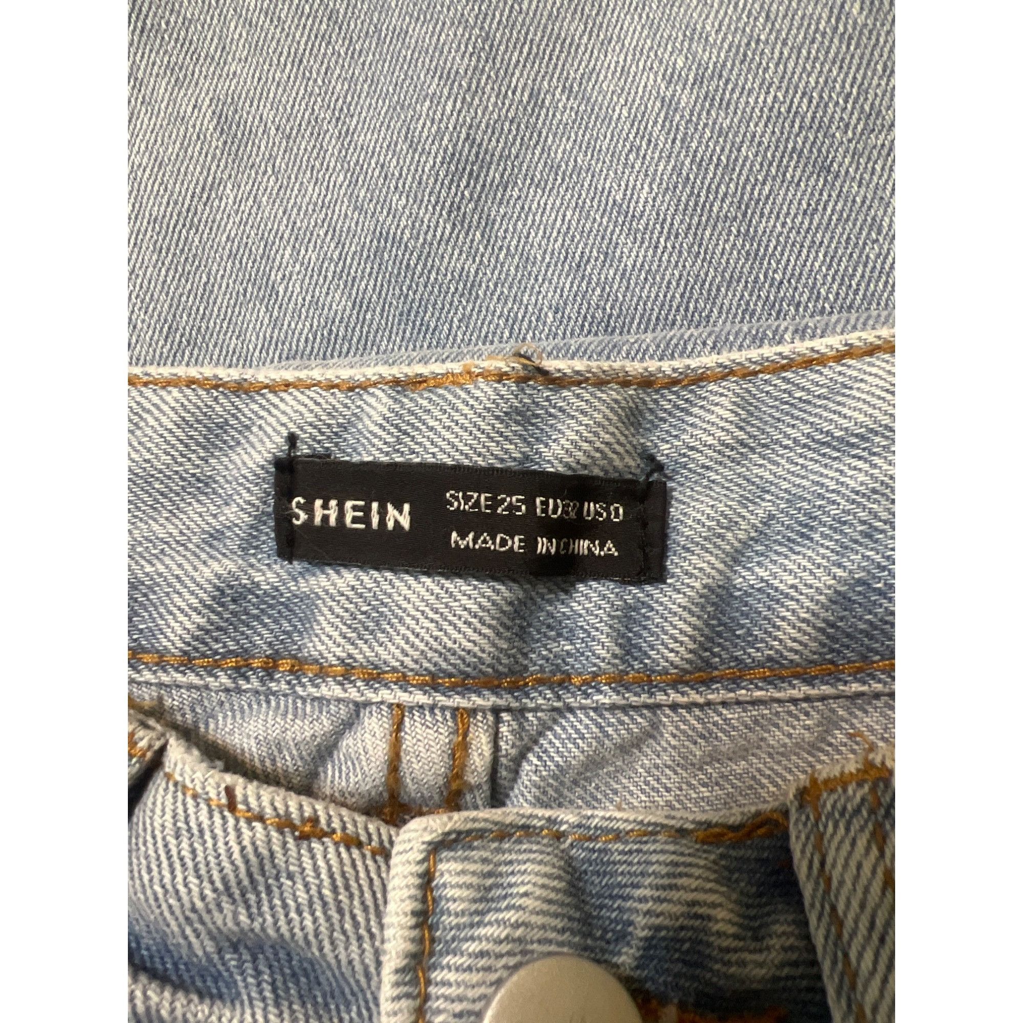 Shein Shein Light Wash Distressed Ripped High Waisted Straight Leg Size 25" / US 0 / IT 36 - 5 Thumbnail