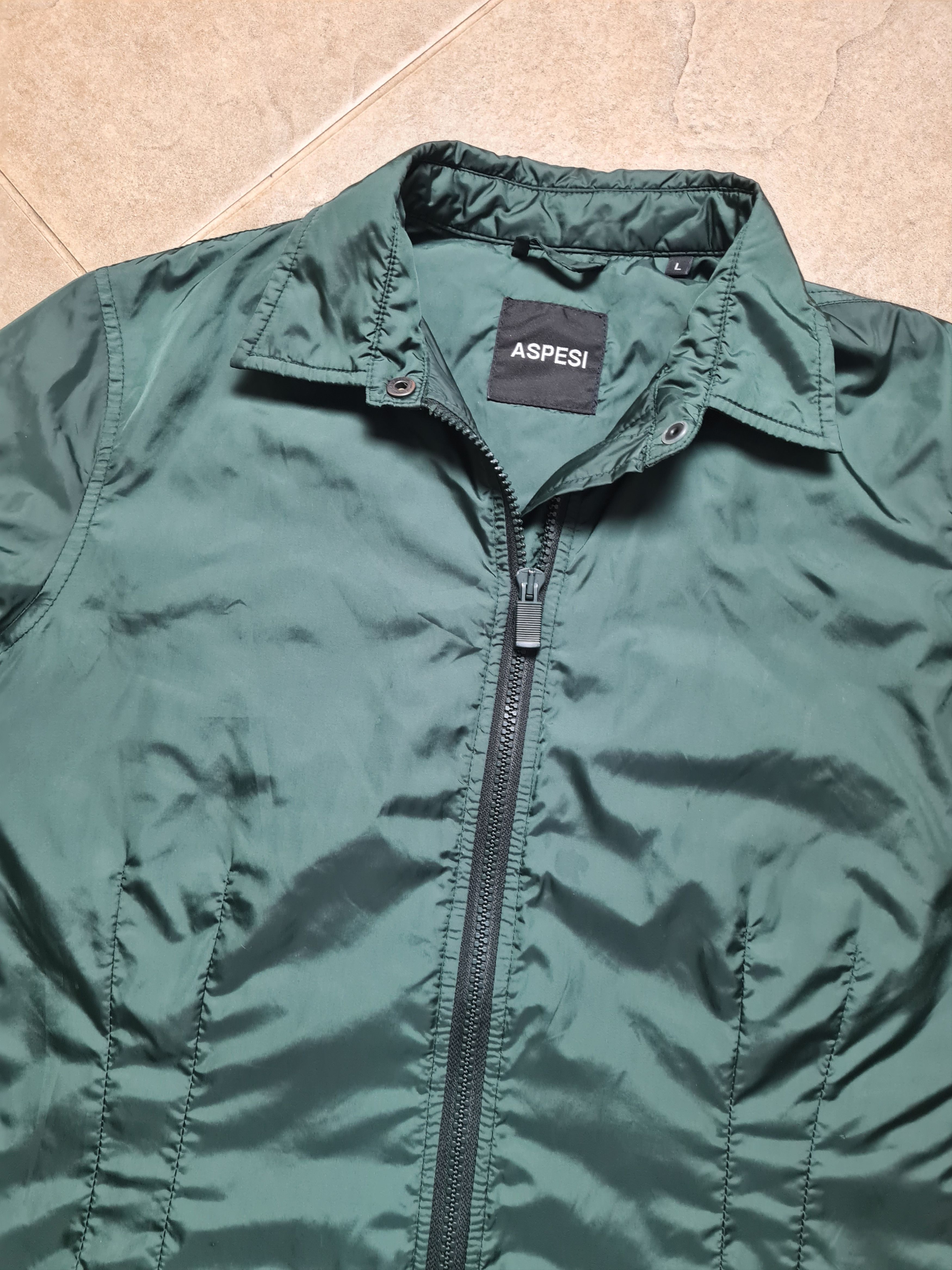 Aspesi ASPESI Women's Dark Green Nylon Jacket Full Zip Windbreaker Size L / US 10 / IT 46 - 8 Thumbnail