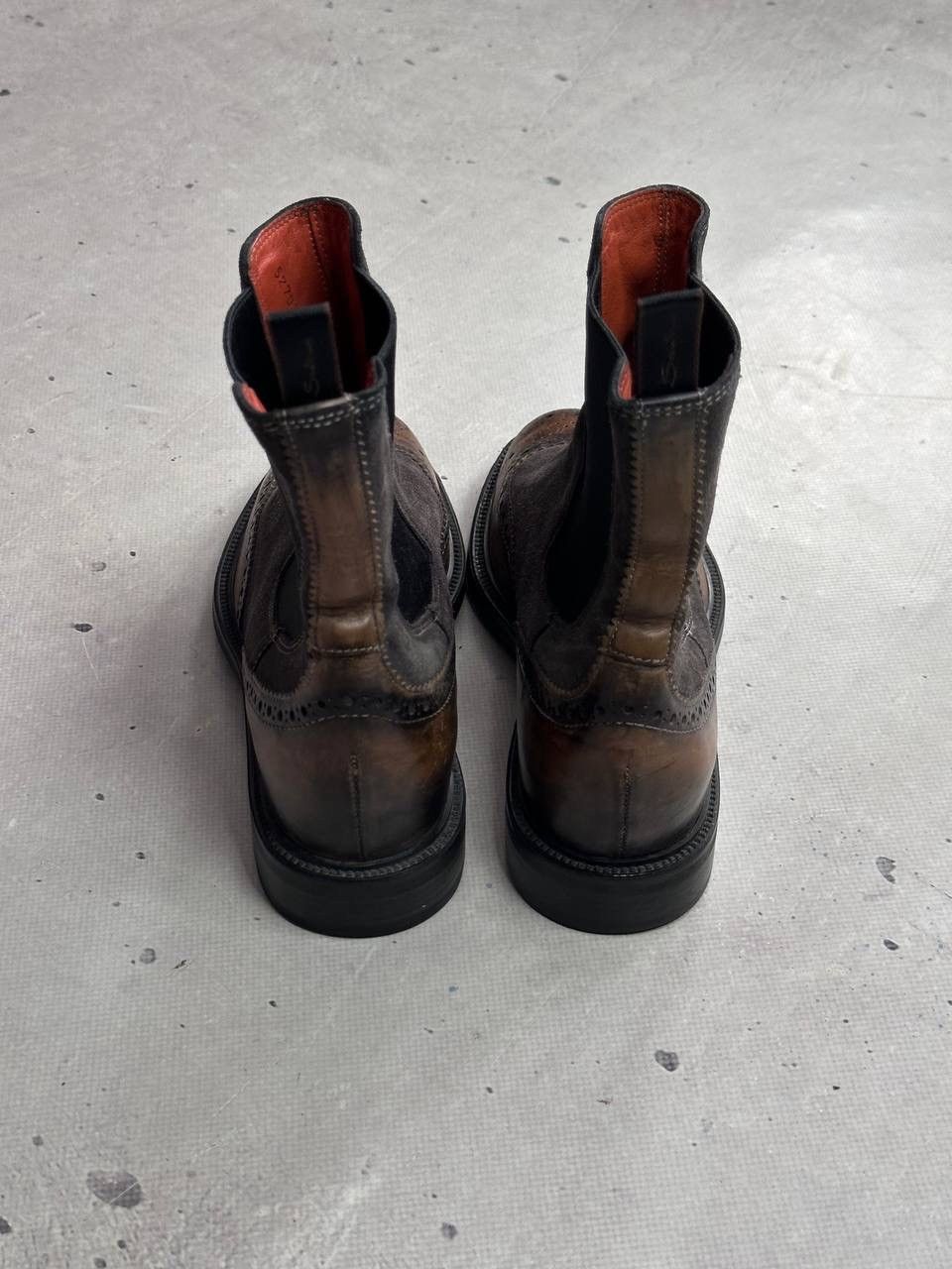Santoni Santoni Brown Suede & Leather Brogue Chelsea Boots Size 36 Size US 6 / IT 36 - 6 Thumbnail