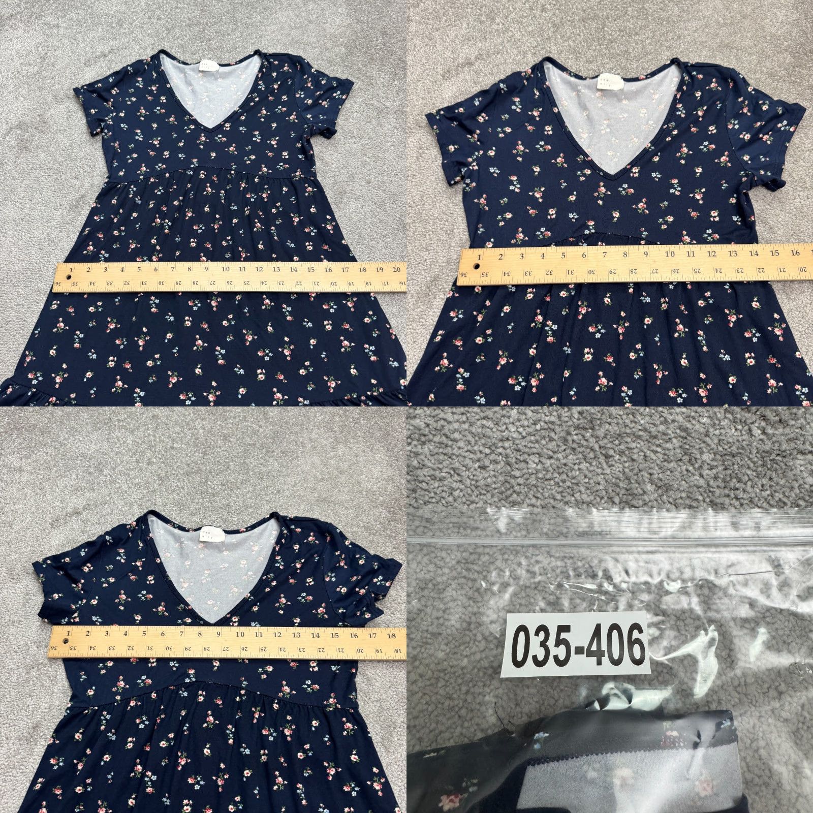 Vintage Dee Elly Women's Ruffle A-Line Midi Dress Casual Summer Floral Blue V-Neck Short Sleeve Medium Size 32" / US 10 / IT 46 - 8 Thumbnail