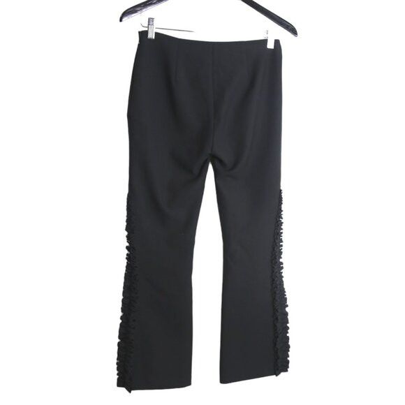 Cinq a Sept Cinq A Sept Onyx Ruffle Trim Flared Cropped Black Pants Size 26" / US 2 / IT 38 - 3 Thumbnail