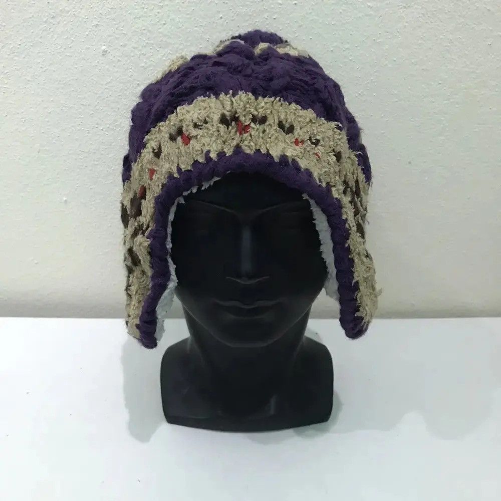 Japanese Brand × Vintage Japanese Brand Navajo Design Earflap Fleece Beanie Hat Size ONE SIZE - 3 Thumbnail