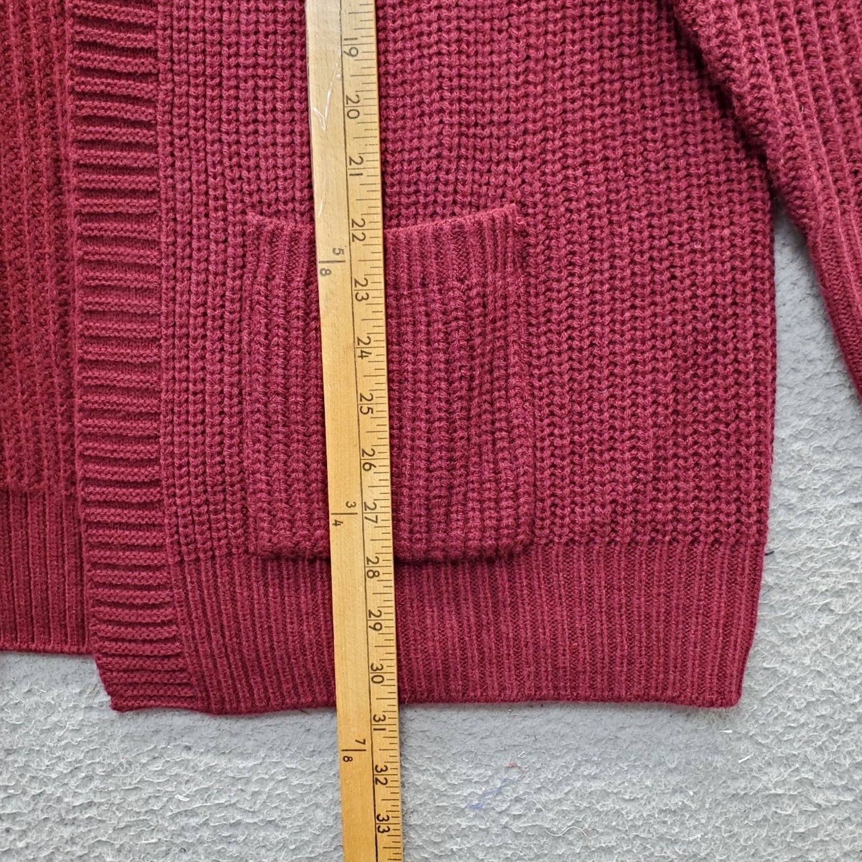 Vintage St. John's Bay Cardigan Womens Large Burgundy Knitted Long Sleeve Open Front Size L / US 10 / IT 46 - 3 Thumbnail