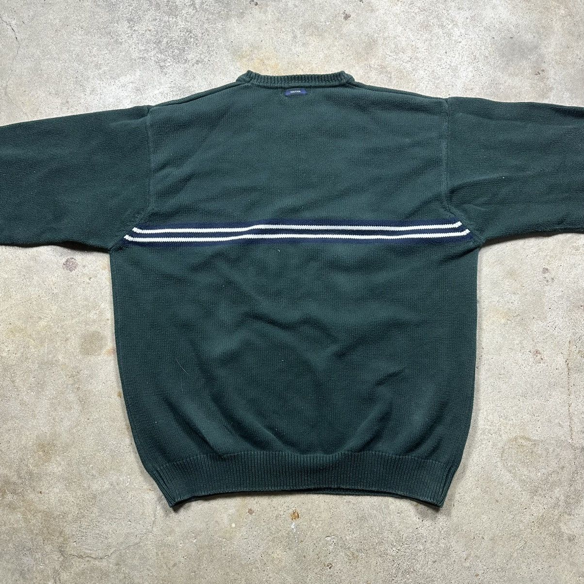 Nautica VTG Y2K Green & Blue Nautica V-Neck Striped Cotton Sweater Size US XL / EU 56 / 4 - 5 Thumbnail