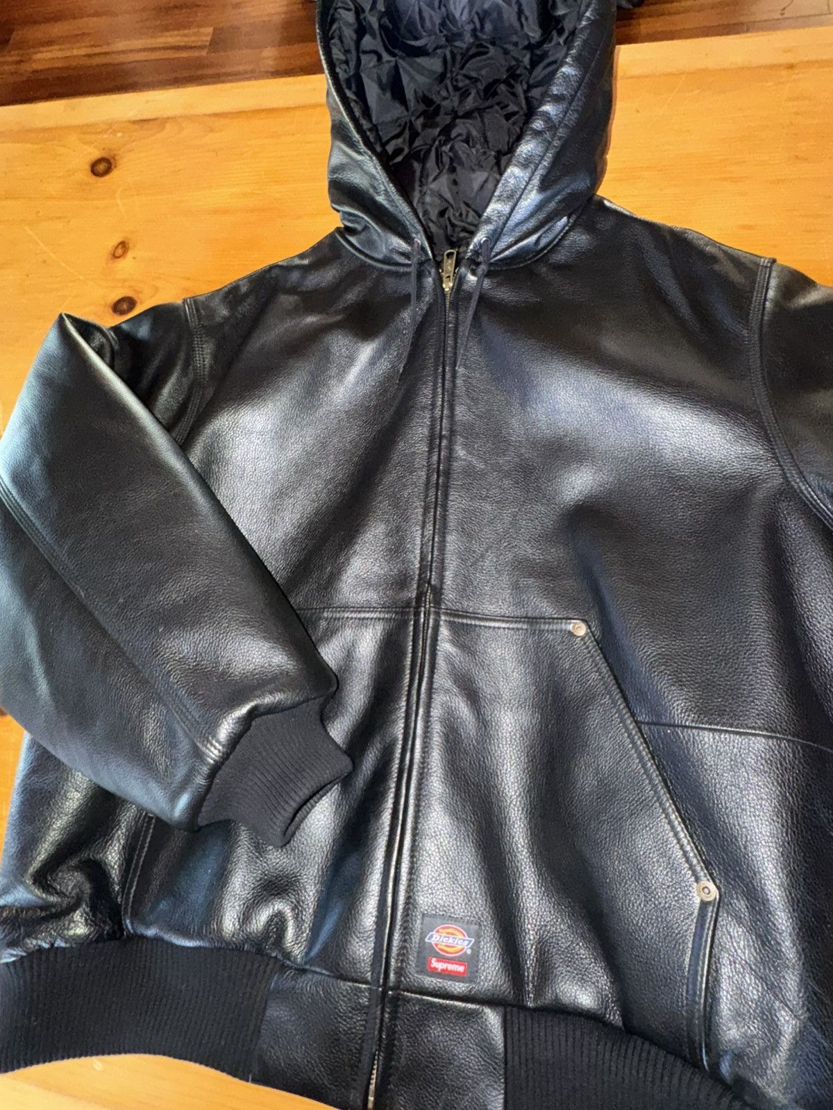 Dickies × Supreme Supreme Dickies Hooded Leather Work Jacket Black 