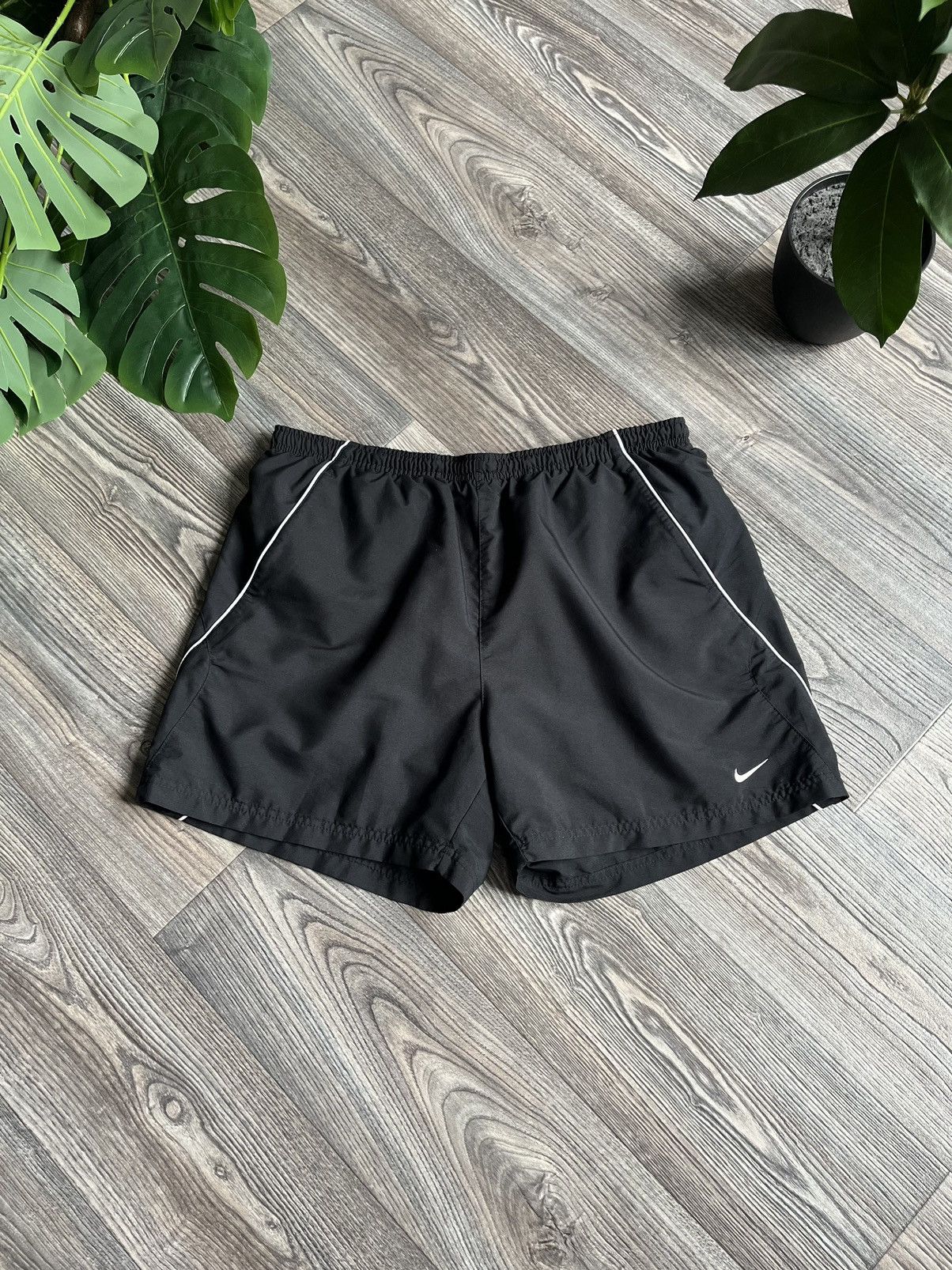 Pre-owned Nike X Vintage Nike Y2k Black Swoosh Drill Shorts