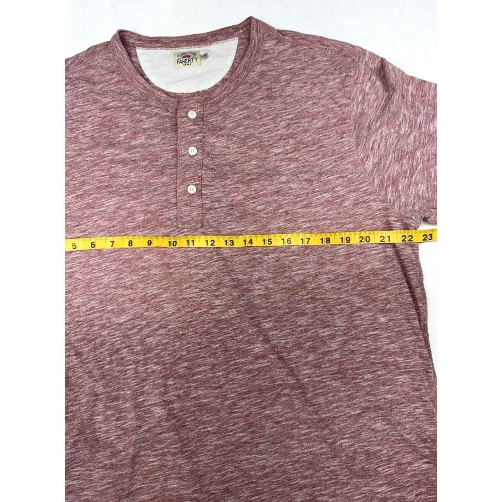 Faherty Faherty Henley Shirt Pink Heathered XL Men Short Sleeve Cotton Knit Button Modern Preppy Beach Outdoor College Summer Fall Spring Mens Size US XL / EU 56 / 4 - 3 Thumbnail