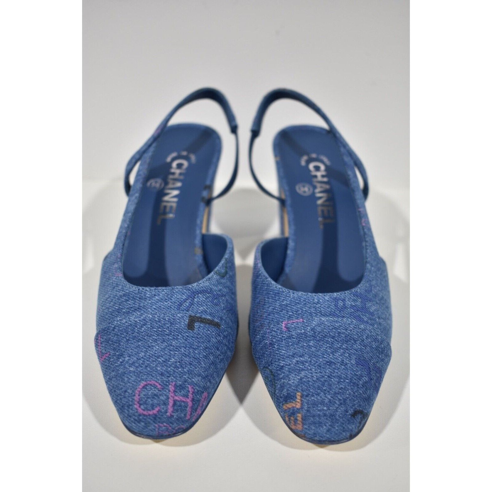 Chanel 22P Mademoiselle Coco Sling Denim Slingback Sandal Heel 41 Size US 11 / IT 41 - 5 Thumbnail