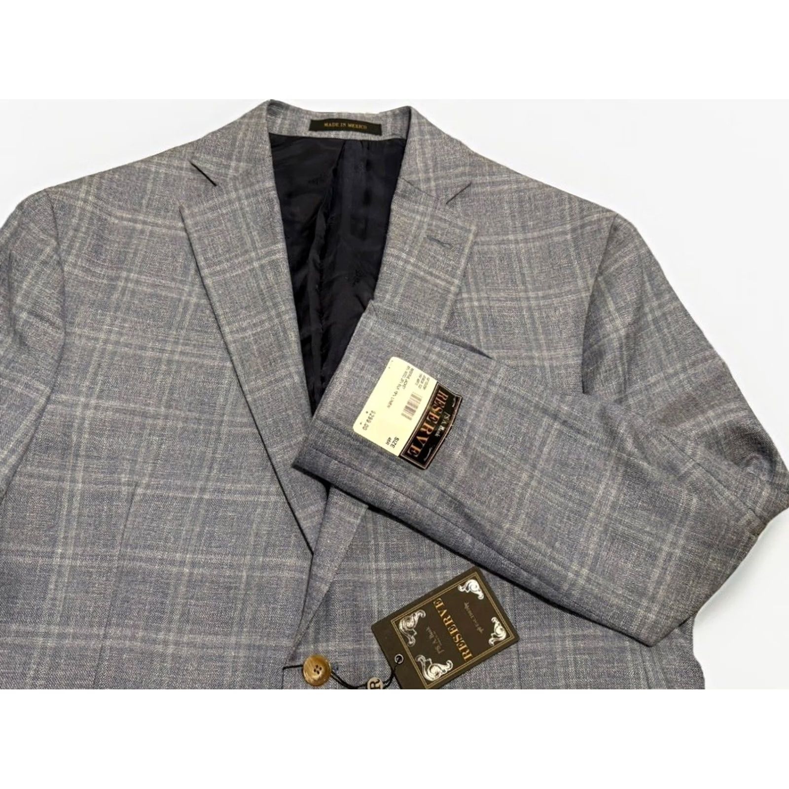 Jos. A. Bank NWT Jos A Bank Reserve Tailored Fit 46 R Linen Silk Blue Plaid Blazer Sport Coat Jacket Button-Front Notch Lapel Men Size 46R - 2 Thumbnail