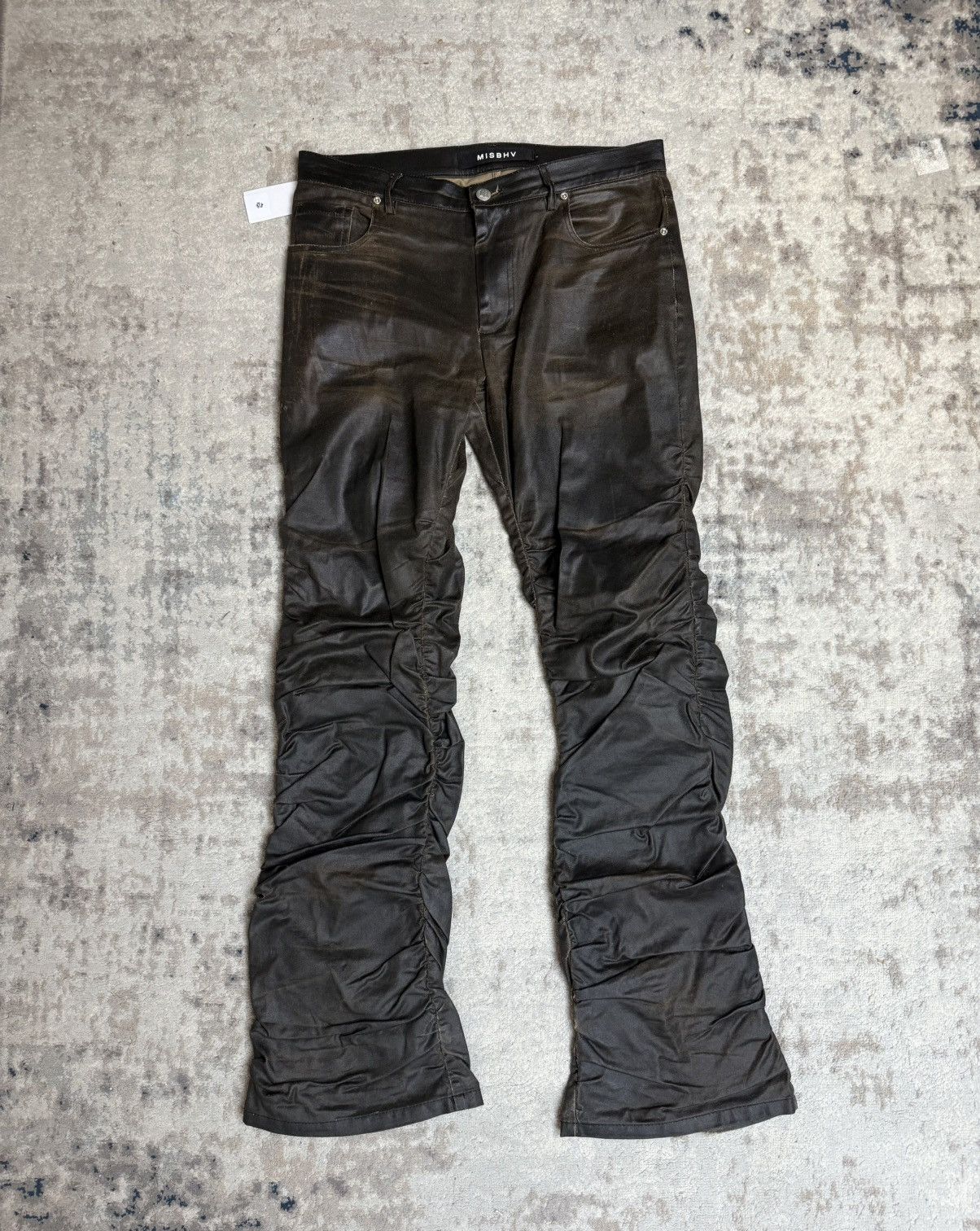 Misbhv Misbhv Black Ruched Bootcut Pants Size US 33 - 1 Thumbnail