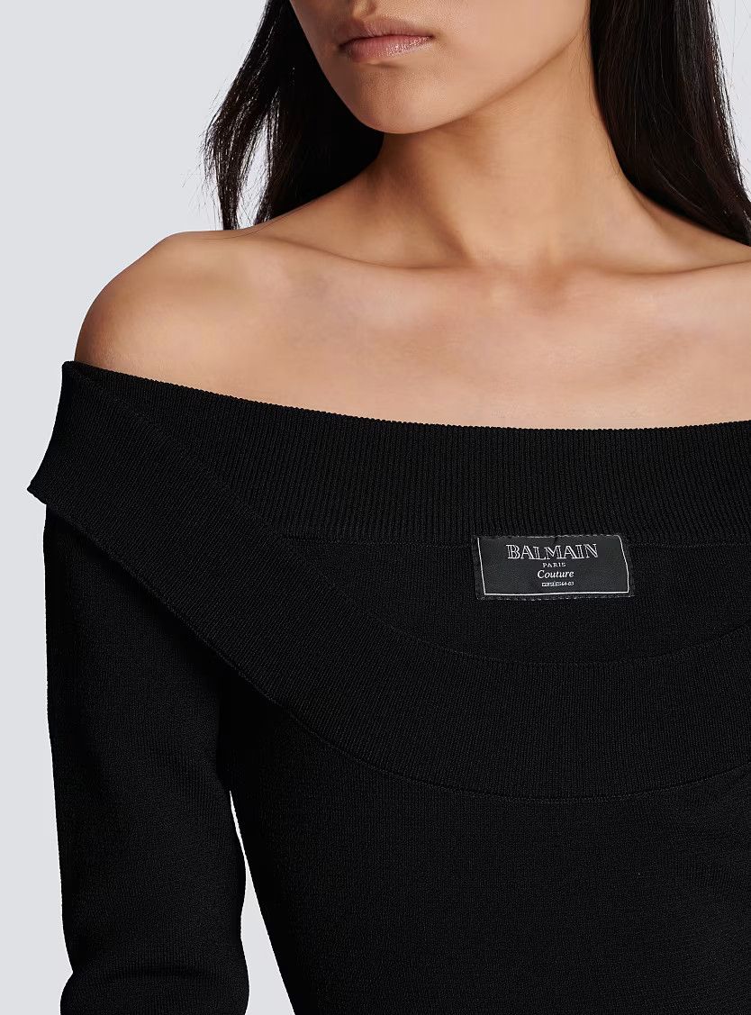 Balmain o1s1wg111225 Long Plain Knit Dress in Black Size L / US 10 / IT 46 - 8 Thumbnail